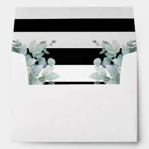 Eucalyptus Greenery Black and White Wedding Envelope