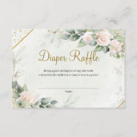 Eucalyptus Greenery Blush Roses Gold Diper Raffle