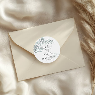 Eucalyptus Greenery Boho Elegant Wedding Classic Round Sticker