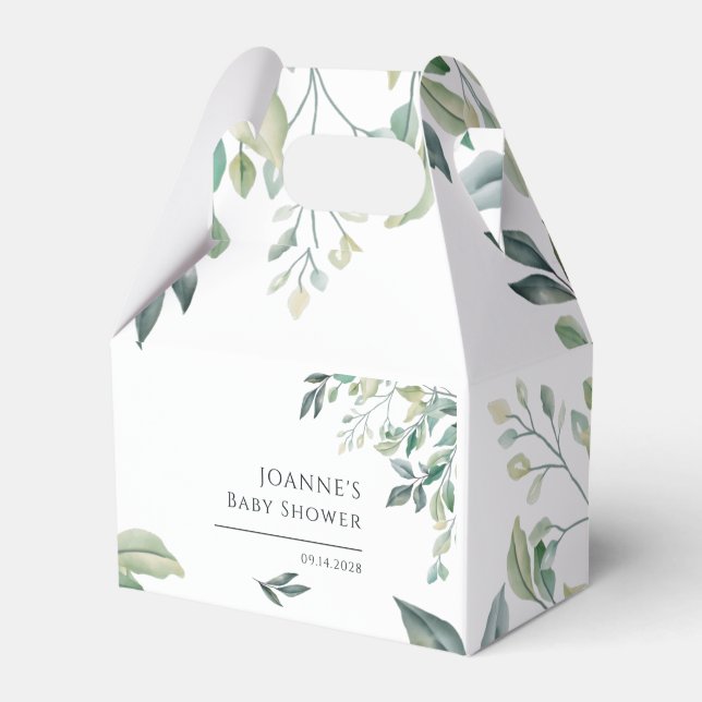 Eucalyptus Greenery Botanical Baby Shower Favor Box (Front Side)