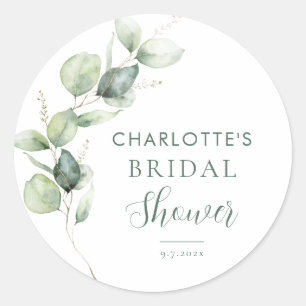 Eucalyptus Greenery Botanical Bridal Shower Classic Round Sticker