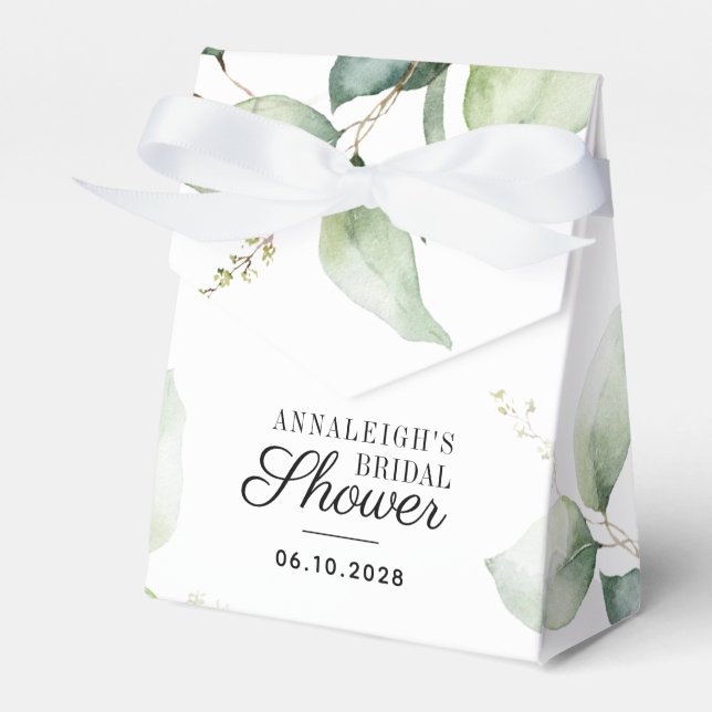 Eucalyptus Greenery Botanical Bridal Shower Favor Box (Front Side)