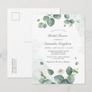Eucalyptus Greenery Botanical Bridal Shower Invitation Postcard