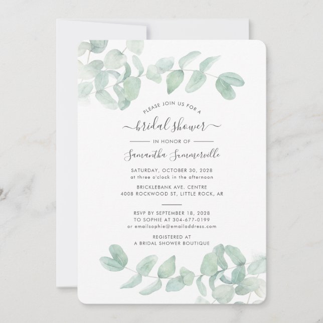 Eucalyptus Greenery Botanical Floral Bridal Shower (Front)