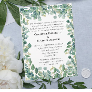Eucalyptus Greenery Botanical Formal Wedding  Invitation