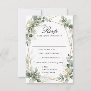 Eucalyptus Greenery Botanical Geometric Wedding RS RSVP Card