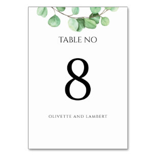 Eucalyptus Greenery Botanical Table Number
