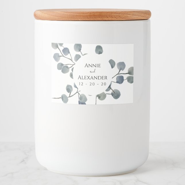 Eucalyptus Greenery Botanical Watercolor Food Label (Front)