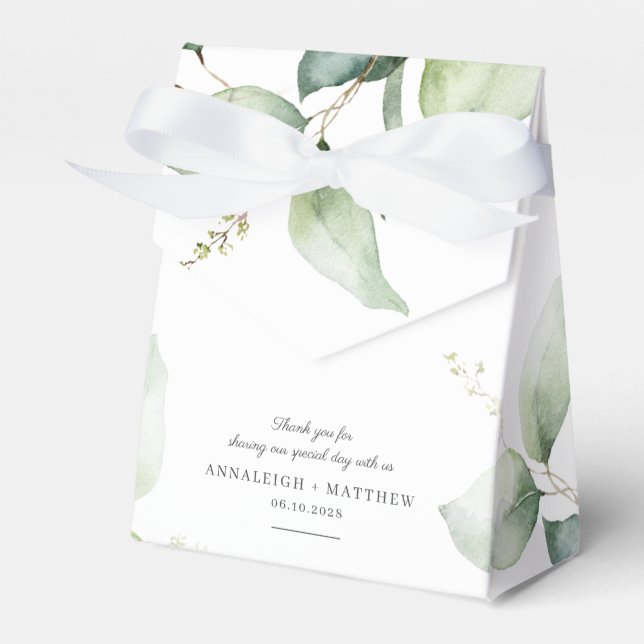 Eucalyptus Greenery Botanical Wedding Favor Box (Front Side)