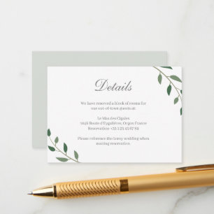 Eucalyptus Greenery Botanical Wedding Hotel Detail Enclosure Card