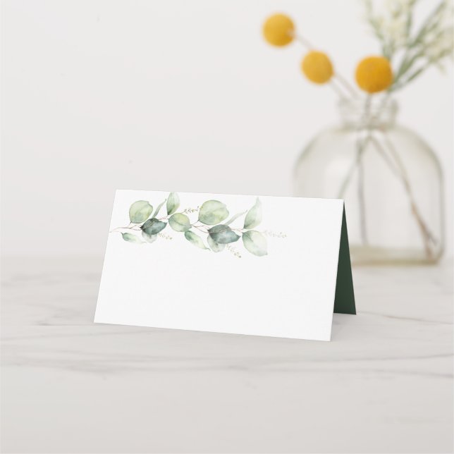 Eucalyptus Greenery Botanical Wedding Place Card (Front)
