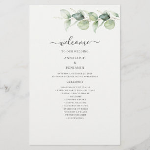 Eucalyptus Greenery Botanical Wedding Program