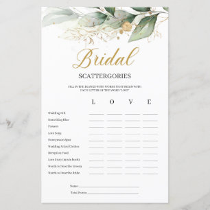 Eucalyptus greenery bridal Scattergories game