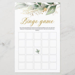 Eucalyptus greenery bridal shower bingo game