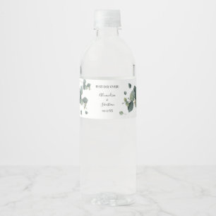 Eucalyptus Greenery Bridal Shower Couples Wedding Water Bottle Label