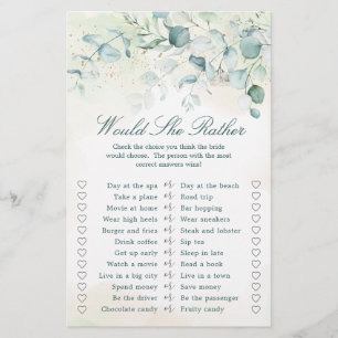 Eucalyptus Greenery Bridal Shower Game