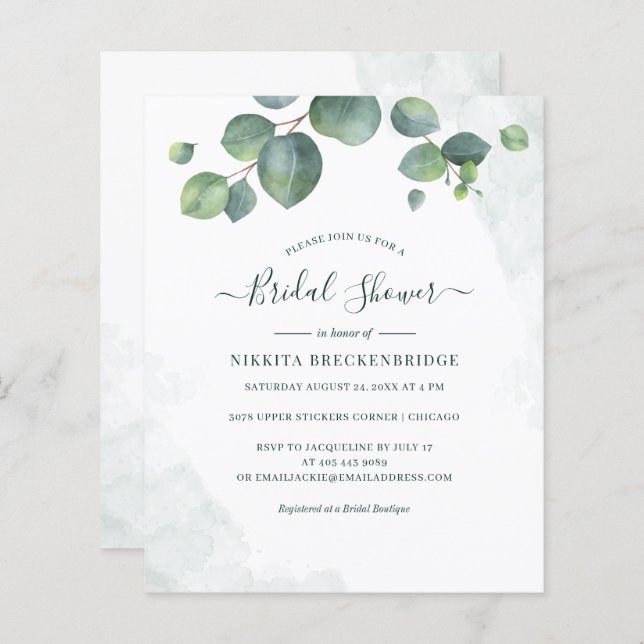 Eucalyptus Greenery Bridal Shower Invitation (Front/Back)