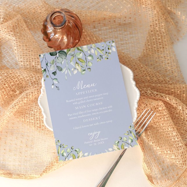 Eucalyptus Greenery Bridal Shower Menu Dinner Card (Creator Uploaded)