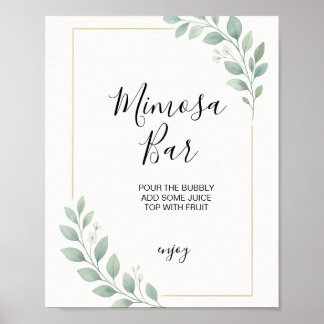 eucalyptus greenery bridal shower mimosa bar sign