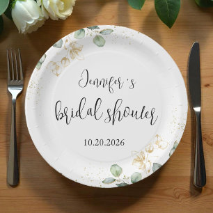 Eucalyptus Greenery Bridal Shower Paper Plate