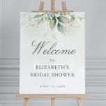 Eucalyptus Greenery Bridal Shower Welcome Sign<br><div class="desc">Beautiful bridal shower welcome sign featuring watercolor eucalyptus and gold leaves.</div>