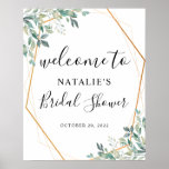 Eucalyptus Greenery Bridal Shower Welcome Sign<br><div class="desc">Elegant Eucalyptus Greenery Gold Rustic Bridal Shower Welcome Sign. For further customization,  please click the "Customize it" button and use our design tool to modify this template.</div>