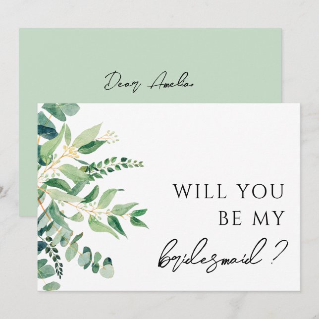 Eucalyptus Greenery Bridesmaid Proposal Card (Front/Back)
