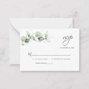 Eucalyptus Greenery Budget Mariage carte RSVP