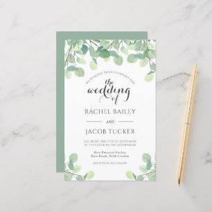 Eucalyptus Greenery Budget Wedding Invitation
