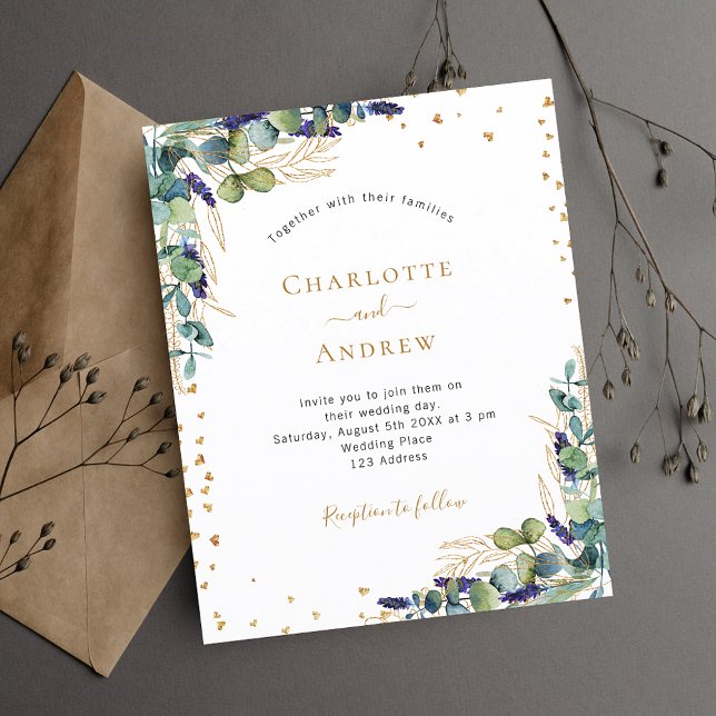 Eucalyptus greenery budget wedding invitation flyer (Creator Uploaded)