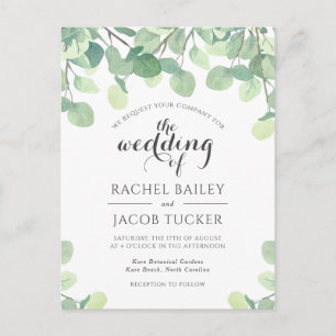 Eucalyptus Greenery Budget Wedding Invitation Postcard