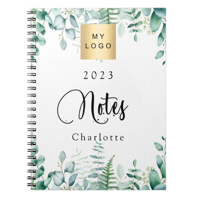 Eucalyptus greenery business logo notebook (Front)