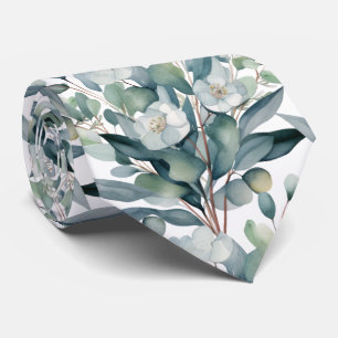 Eucalyptus Greenery Classic Formal Floral Neck Tie