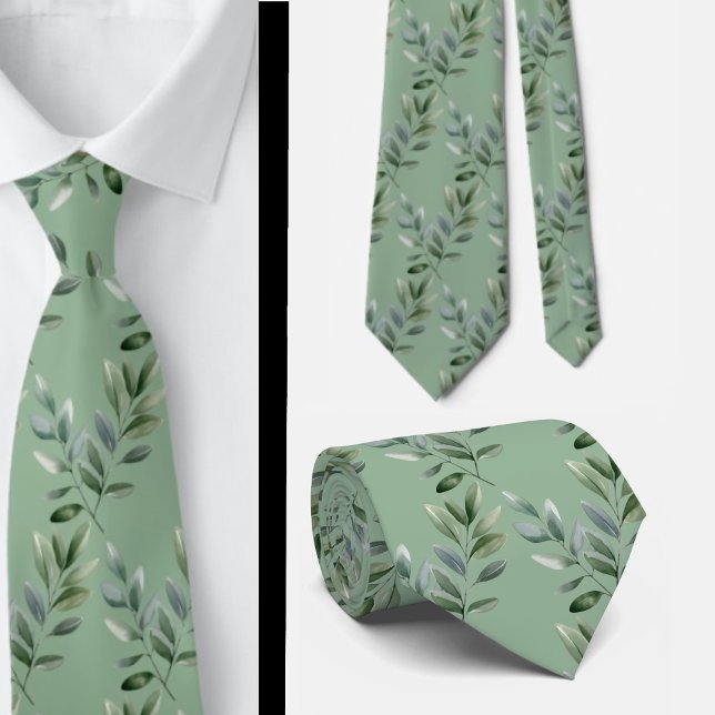 Eucalyptus Greenery Classic Formal Floral Neck Tie (Creator Uploaded)