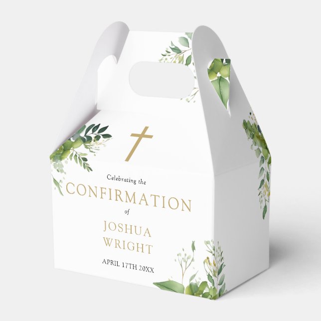 Eucalyptus Greenery Confirmation Favor Box (Back Side)