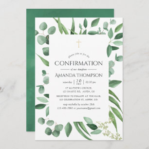 Eucalyptus Greenery Confirmation Invitation