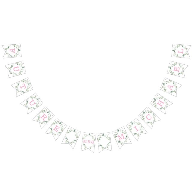 Eucalyptus Greenery Custom Bridal Shower Bunting Flags (All)
