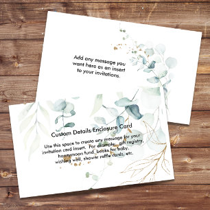 Eucalyptus Greenery Custom Details Enclosure Card