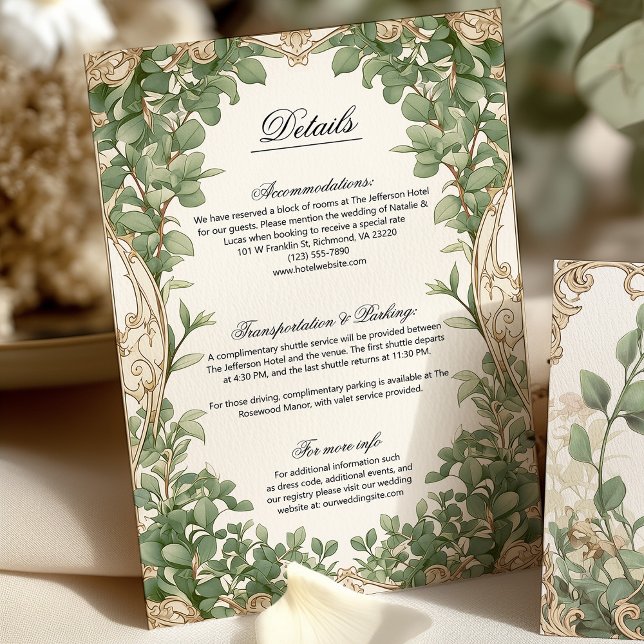 Eucalyptus Greenery Détails du Mariage Carte de bo (Créateur téléchargé)