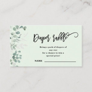 Eucalyptus Greenery Diaper Raffle Baby Shower Enclosure Card