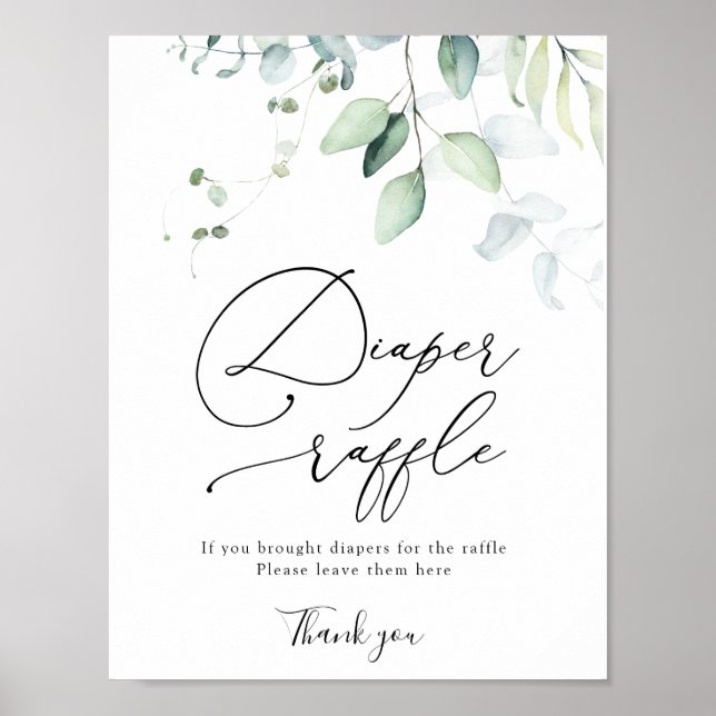 Eucalyptus Greenery Diaper Raffle Sign (Front)