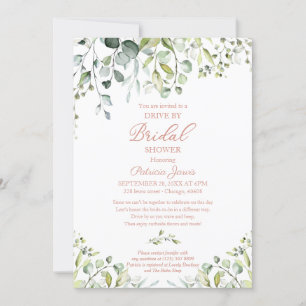 Eucalyptus Greenery Drive By Bridal Shower Invitat Invitation