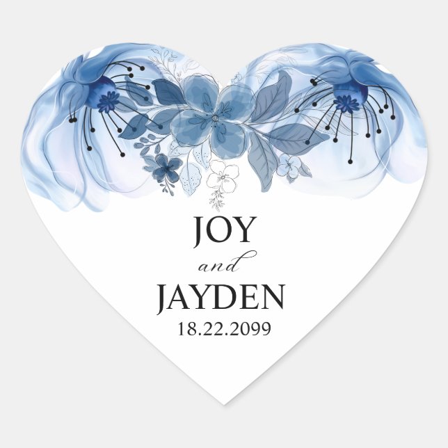  Eucalyptus Greenery Dusty Blue Heart Sticker (Front)