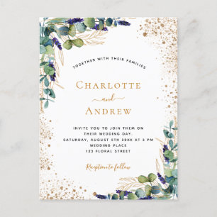 Eucalyptus greenery elegant botanical wedding invitation postcard