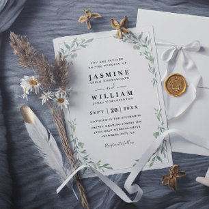 Eucalyptus Greenery Elegant Modern Rustic Wedding Invitation