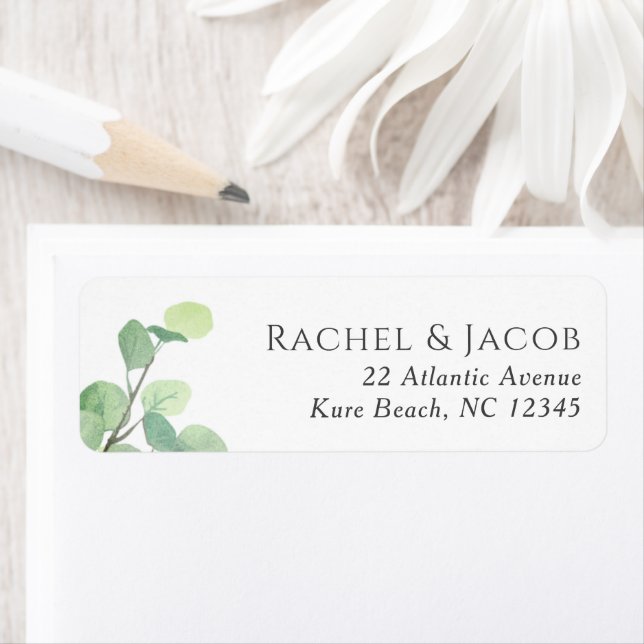 Eucalyptus Greenery Elegant & Modern Wedding Label (Insitu)