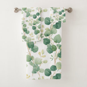Eucalyptus Greenery Elegant Pattern Bath Towel Set