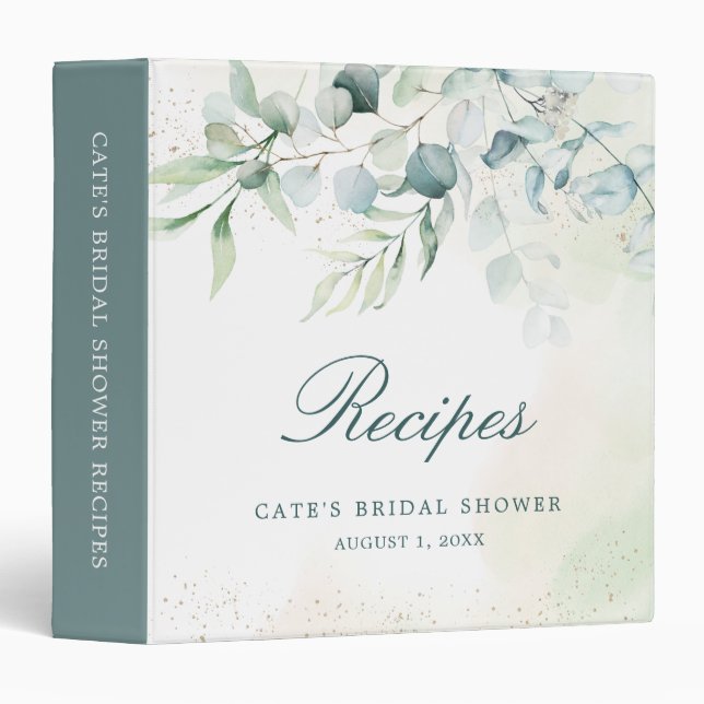 Eucalyptus Greenery Elegant Rustic Bridal Shower Binder (Front/Spine)