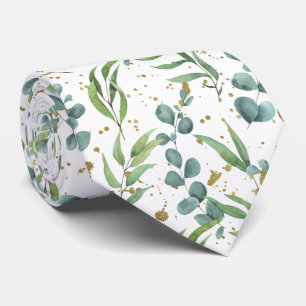 Eucalyptus Greenery Elegant Watercolor Pattern Tie
