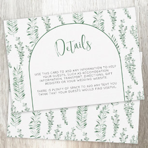 Eucalyptus Greenery Elegant Wedding Details Card